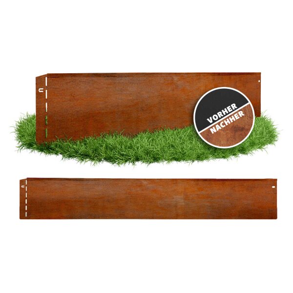 GartenAZ Metall Rasenkante Corten 103x13cm Nutzlänge 100cm